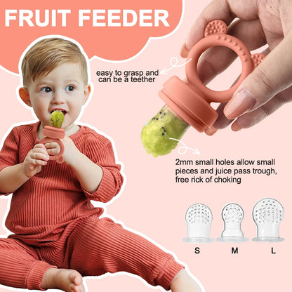 BPA-Free Silicone Baby Essentials Set Fruit Feeder Pacifier Clip Bear Teether