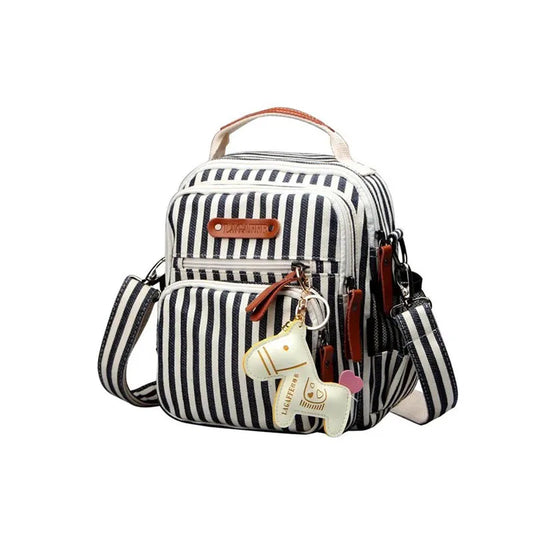 Portable Canvas Crossbody Baby Diaper Bag Large Capacity Backpack