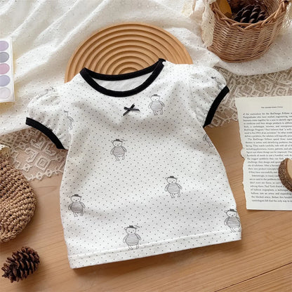 Baby Girls Summer 1-3Y Short Sleeve Cartoon Two-Piece Set
