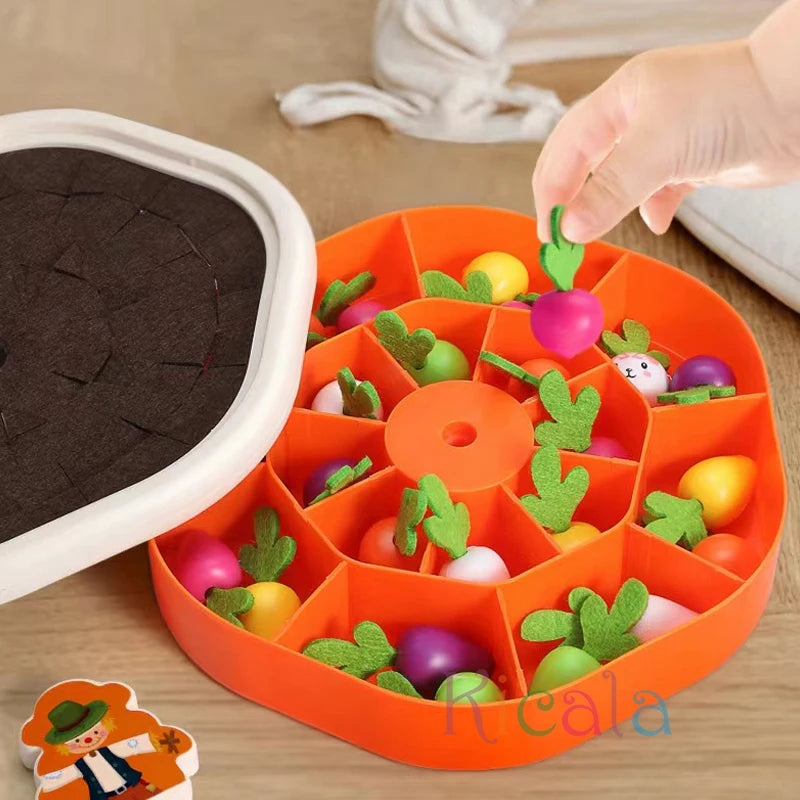 Montessori Toddler Educational Toys Colorful Shape Pull Carrot Counting Learning Set