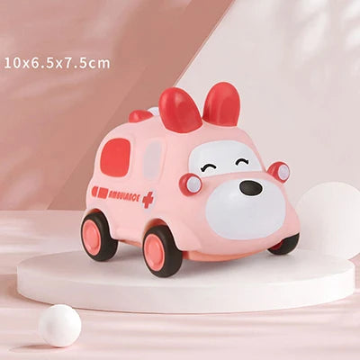 Baby Friction Car Toy 6-12 Months Soft Rubber Push & Go Roll Vehicle Rattle Gift
