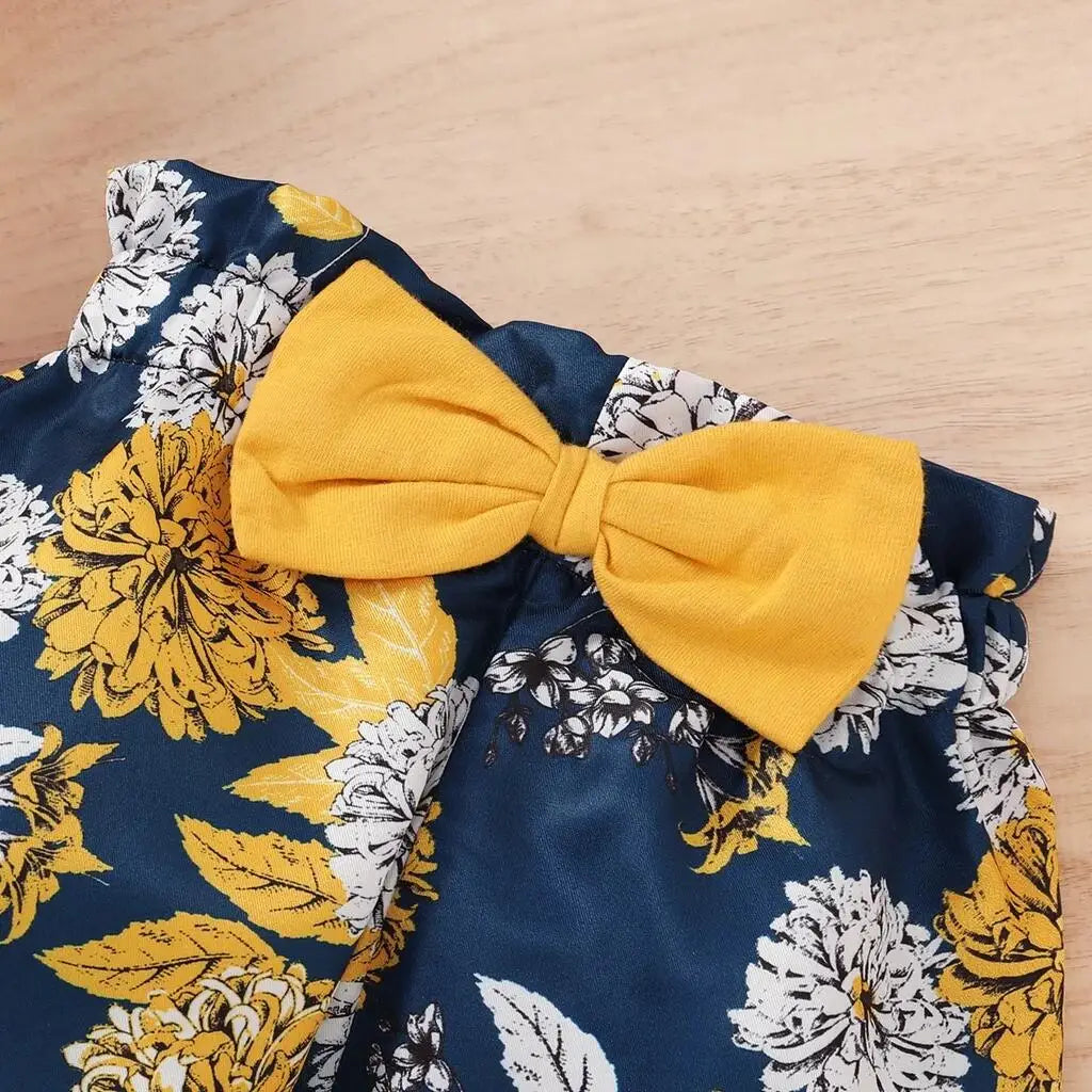 Newborn Baby Girls 3PCS Clothing Set Bodysuit Pants Headband Toddler Outfit