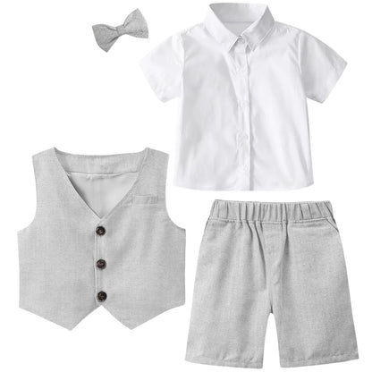 Baby Boy 3PCS Wedding Party Suit Set Cotton Toddler Outfit