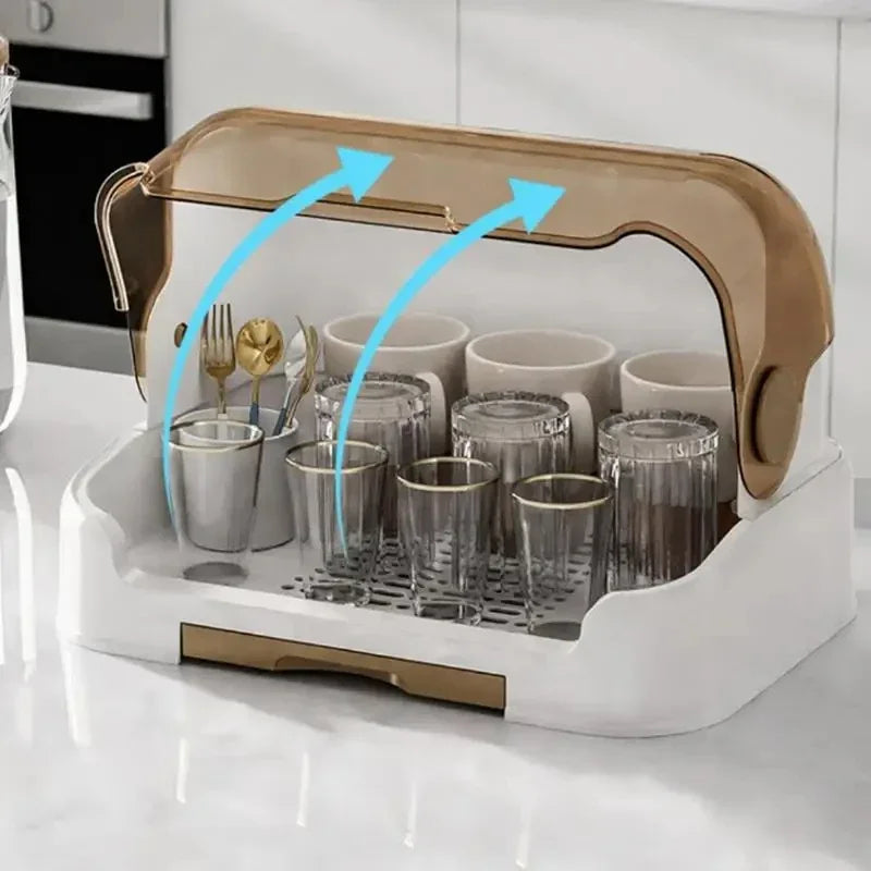 Portable Baby Bottle Drying Rack & Organizer Dustproof with Removable Drip Tray