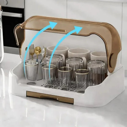 Portable Baby Bottle Drying Rack & Organizer Dustproof with Removable Drip Tray