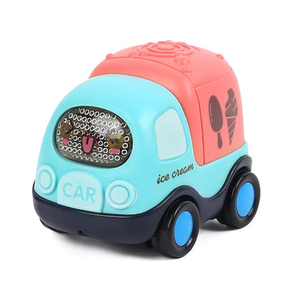 Baby Friction Car Toy 6-12 Months Soft Rubber Push & Go Roll Vehicle Rattle Gift
