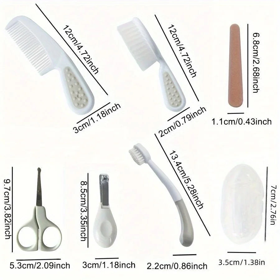 Baby Toothbrush Comb Nail Clippers Scissors Daily Care Kit for Infants