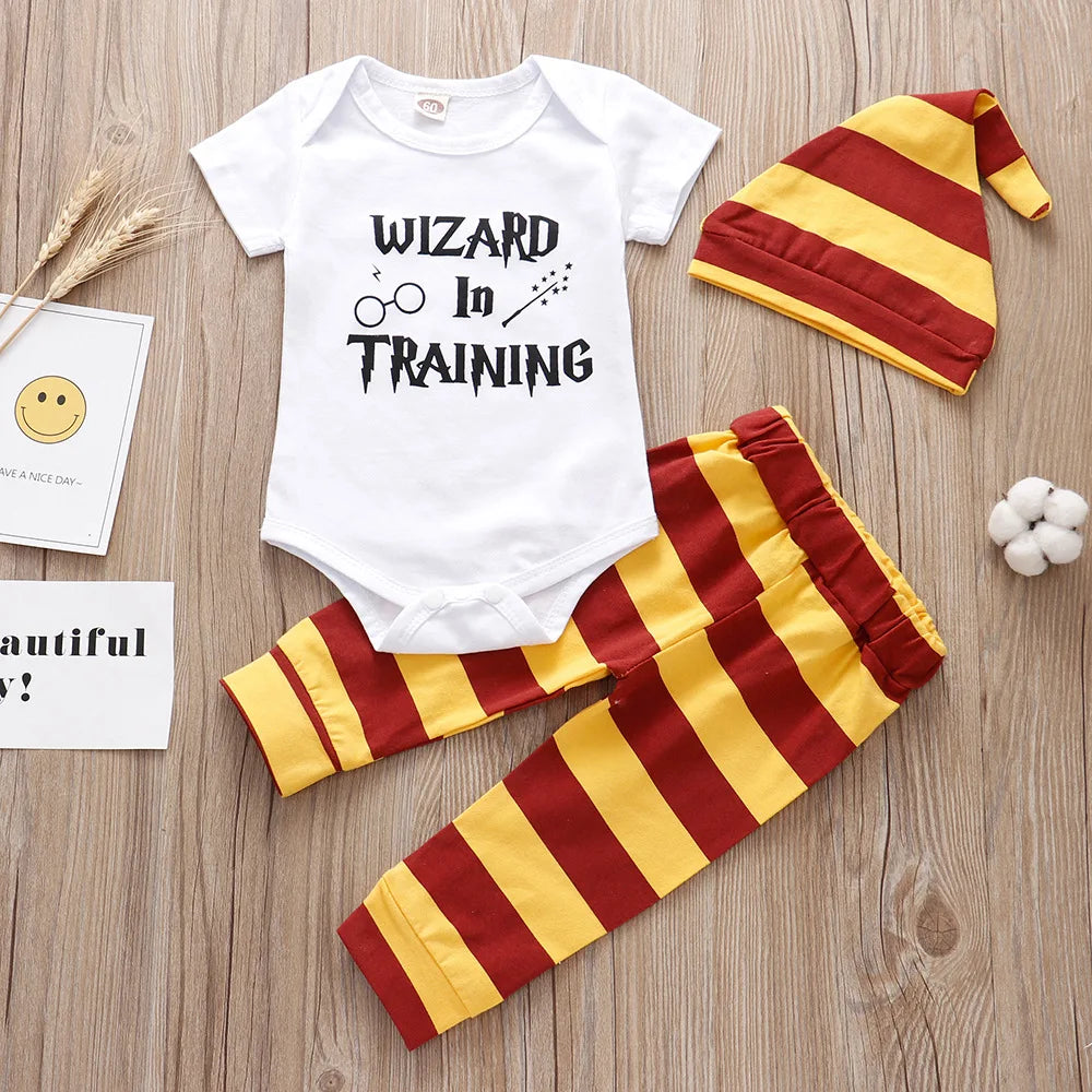Newborn Baby Boy & Girl Summer Clothing Set 3PCS Romper Pants Hat / Toddler Outfit