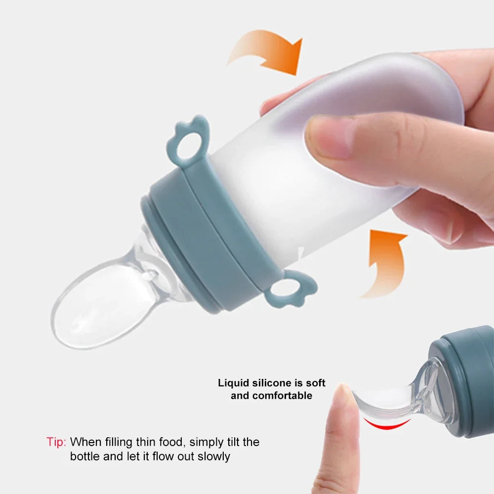 Baby Silicone Feeding Bottle Spoon Squeeze Feeder for Rice Cereal Fruit