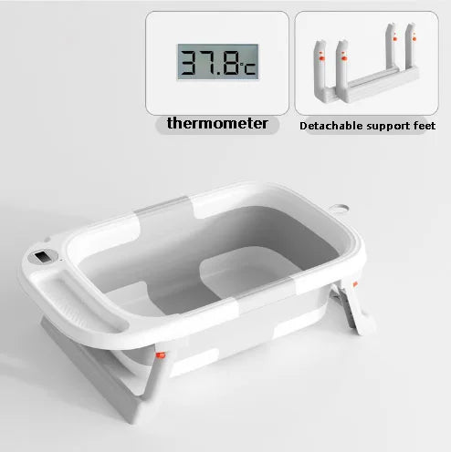 Baby Bathtub with Soft Cushion & Thermometer Newborn to Toddler 0-36 Months