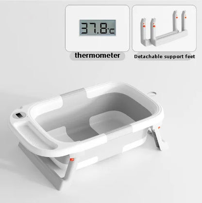Baby Bathtub with Soft Cushion & Thermometer Newborn to Toddler 0-36 Months