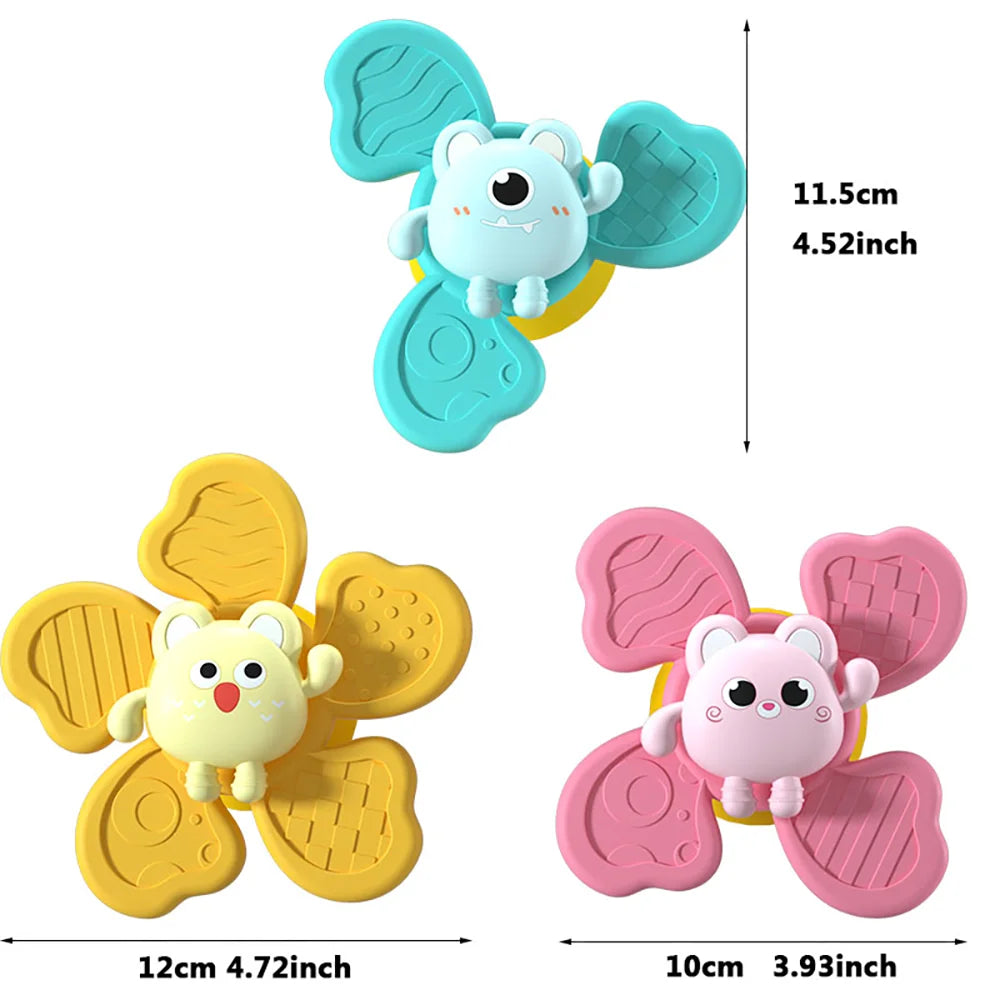 Baby Bath Toys Cartoon Suction Rattle Spinner Educational Fun Gifts