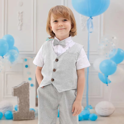 Baby Boy 3PCS Wedding Party Suit Set Cotton Toddler Outfit