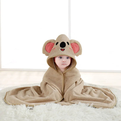 Toddler Bathrobe Hooded Infant Swaddle Coral Fleece Towel Blanket