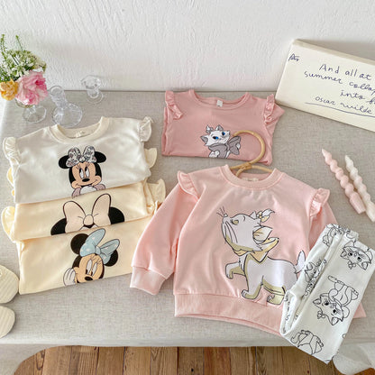 Kids Cartoon Girl Sports Set Top Pants 2 Piece Outfit