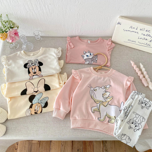 Kids Cartoon Girl Sports Set Top Pants 2 Piece Outfit