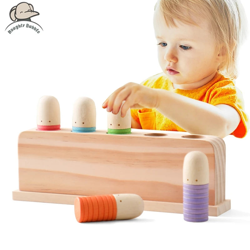 Wooden Baby Jumping Toy Little Man Color Coordination Hand Foot Skills