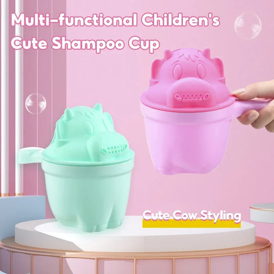 Cute Cartoon Baby Bath Cap Toddler Shampoo Cup Hair Washing Shower Essential