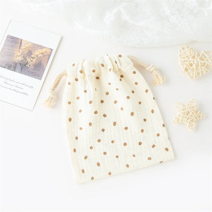 Natural Cotton String Mommy Diaper Bag Cute Printed Drawstring Pouch