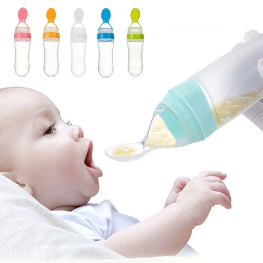 Baby Feeding Bottle Silicone Squeeze Spoon Feeder