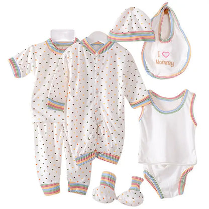 8PCS Newborn Baby Clothing Set Cotton Infant Boy & Girl Spring Autumn Hat Included