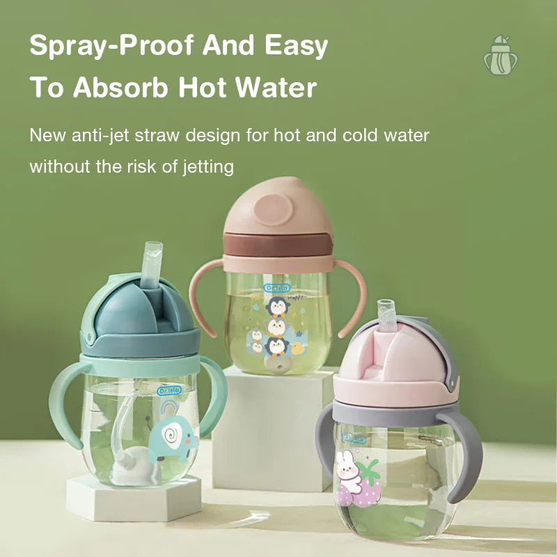 250ml Baby Feeding Cup with Straw Animal Design Kids Training Bottle BPA Free