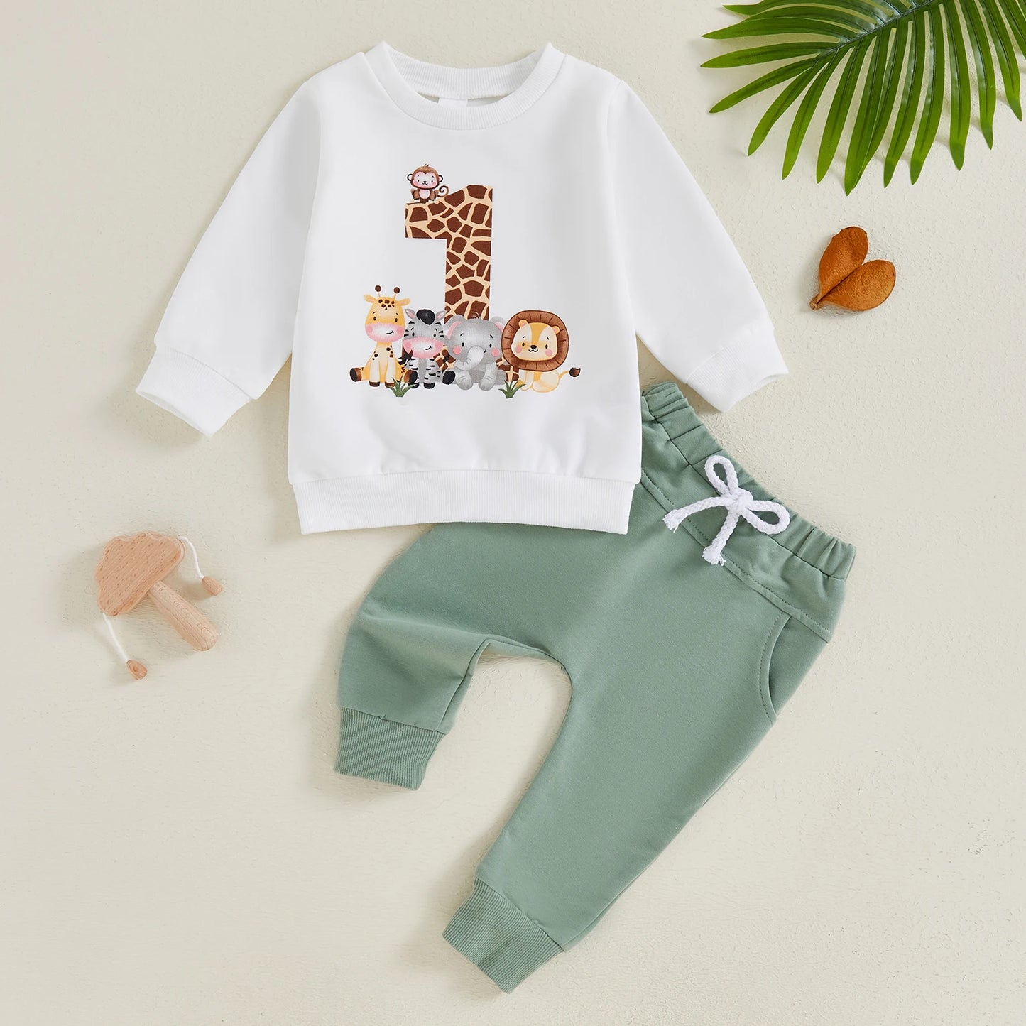 Toddler Infant Fall Outfit Animal Print Sweatshirt Pants Set