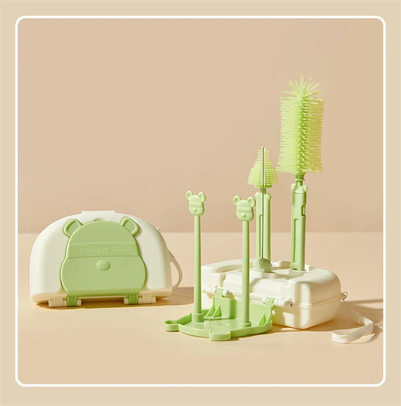 8 in 1 Baby Bottle Cleaner Brush Set Silicone Bottle & Nipple Cleaner with Case