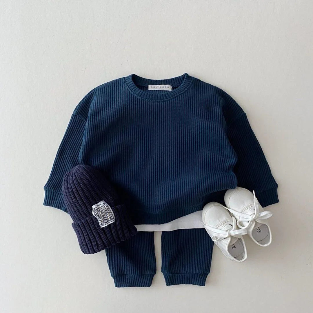 Baby Girls Autumn Cotton Knitting 2PCS Set Tops + Pants Kids Tracksuit