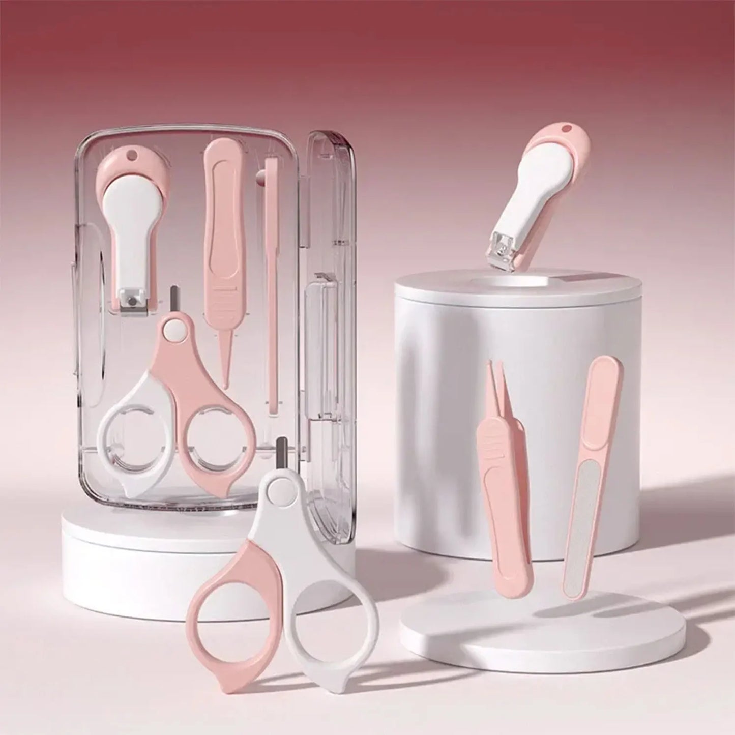 8PCS Baby Grooming Kit Nail Clipper Brush Nasal Aspirator Comb with Case