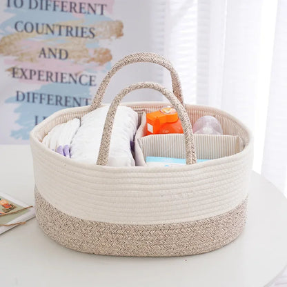 Cotton Rope Baby Diaper Storage Basket & Nursery Organizer
