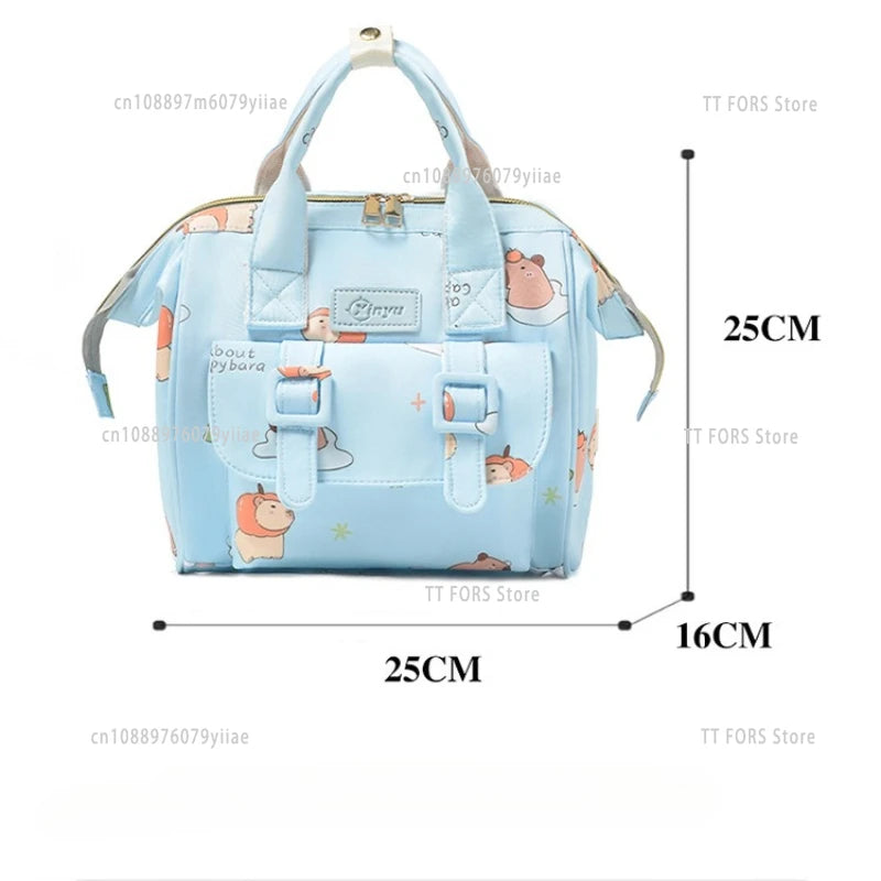 Cartoon Capybara Mommy Diaper Bag Lightweight Portable Baby Care Backpack