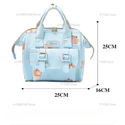 Cartoon Capybara Mommy Diaper Bag Lightweight Portable Baby Care Backpack