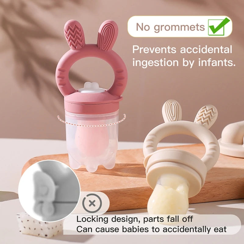 Baby Rabbit Silicone Fruit Feeder BPA-Free Baby Food Feeder Nursing Feeding Set