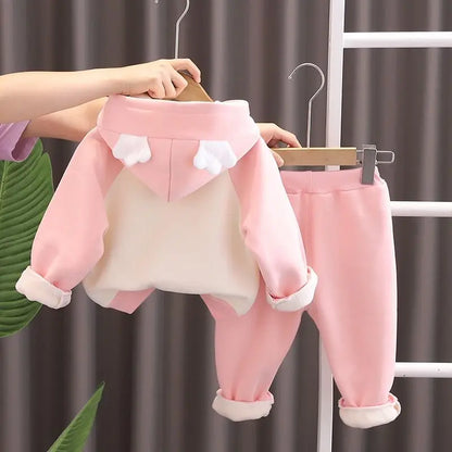 Baby Girls Autumn Winter Hooded Sweater + Pants 2PCS Set