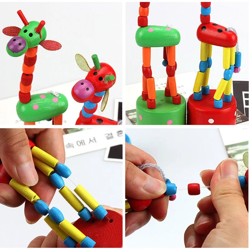 Montessori Wooden Educational Toys Early Learning Baby Finger Exercise Giraffe Gift