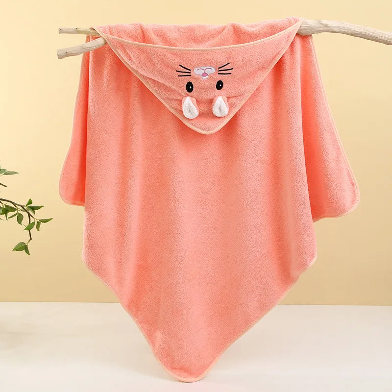Cute Baby Bath Towel Soft Absorbent Swaddle Wrap Blanket