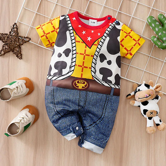 0-24M Baby One-Piece Cartoon Short Sleeve Summer Outfit