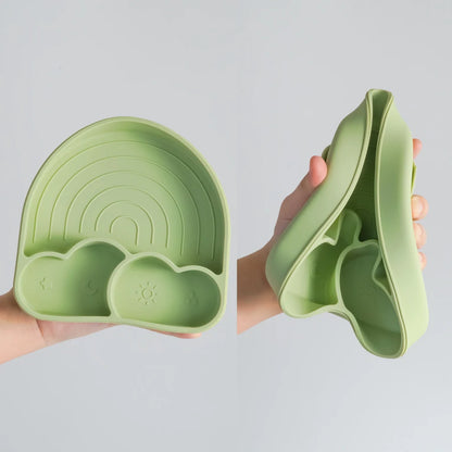 Baby Plate with Sucker Kids Feeding Bowl Cartoon Waterproof Tableware
