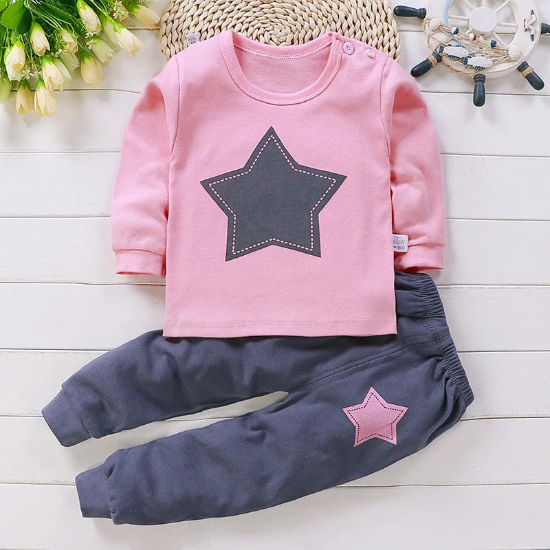 Cotton Baby Girl Clothing Winter Newborn 2PCS Set Spring Pajamas 0-5Y Cartoon Casual