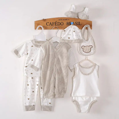 8PCS Newborn Baby Clothing Set Cotton Infant Boy & Girl Spring Autumn Hat Included