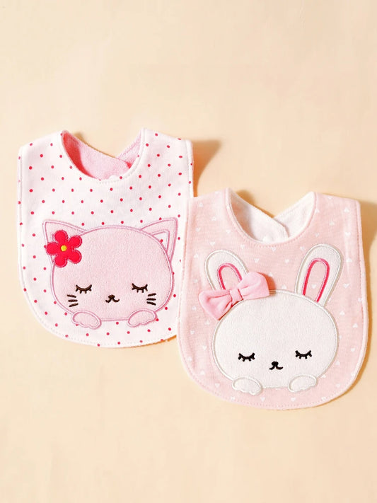 2 Pcs Baby Bib Cover Soft Cotton Adjustable U-Shaped Lace Saliva Towel