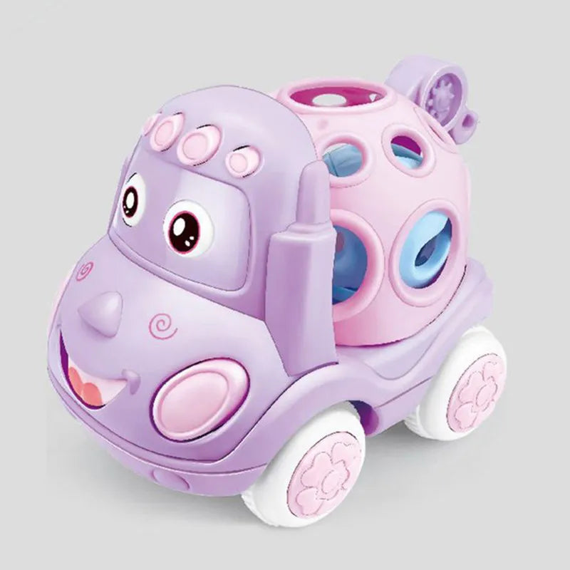 Baby Friction Car Toy 6-12 Months Soft Rubber Push & Go Roll Vehicle Rattle Gift
