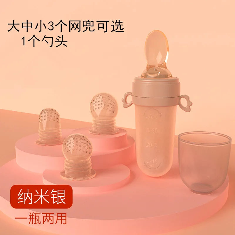 Baby Silicone Feeding Bottle Spoon Squeeze Feeder for Rice Cereal Fruit