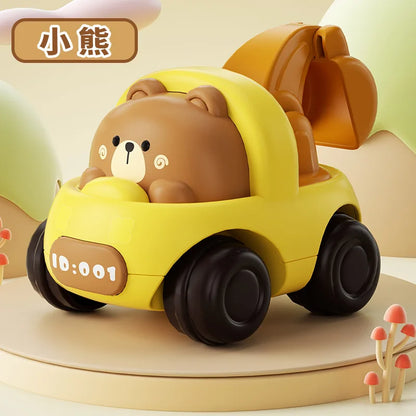 Baby Friction Car Toy 6-12 Months Soft Rubber Push & Go Roll Vehicle Rattle Gift
