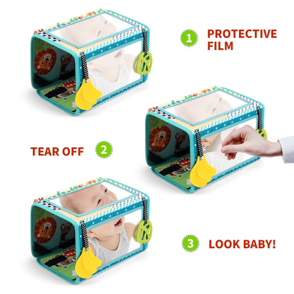 Baby Cloth Book with Distorting Mirror Soft Cartoon Sensory Montessori Toy