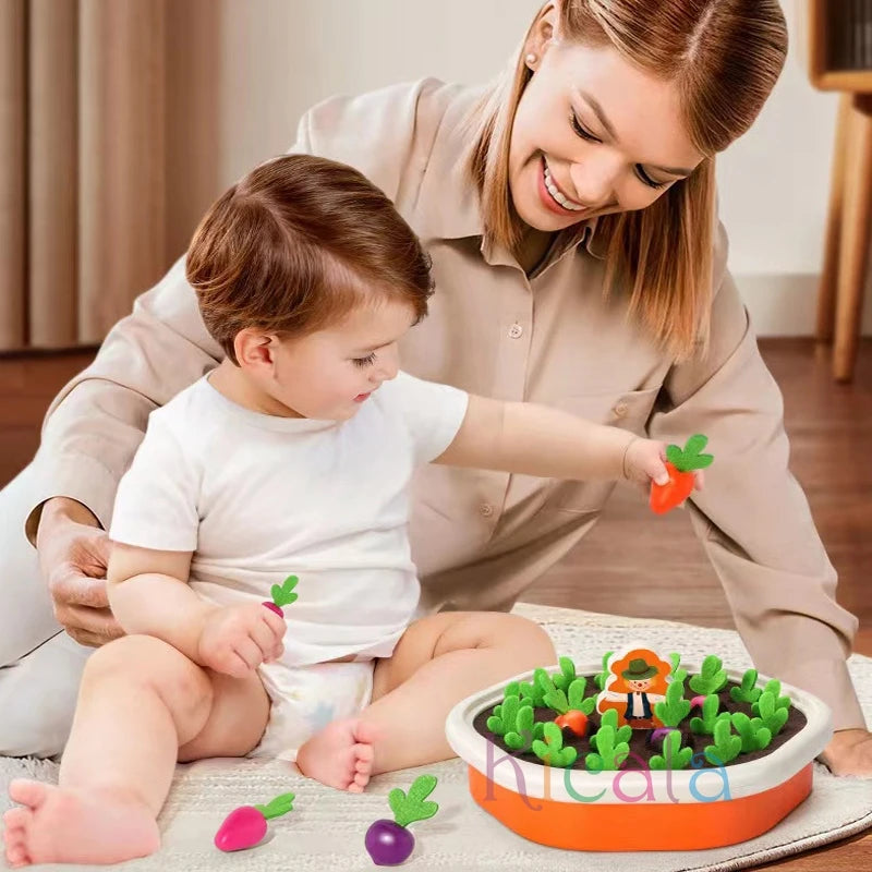 Montessori Toddler Educational Toys Colorful Shape Pull Carrot Counting Learning Set