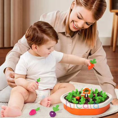 Montessori Toddler Educational Toys Colorful Shape Pull Carrot Counting Learning Set