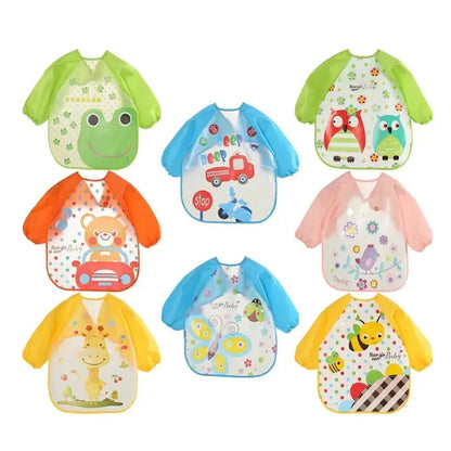 0-3 Years Baby EVA Waterproof Long Sleeve Feeding Bib Cartoon Pattern