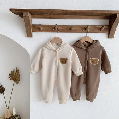 Winter Baby Romper Boys Girls Cotton Cartoon Bear Bodysuit 0-24M